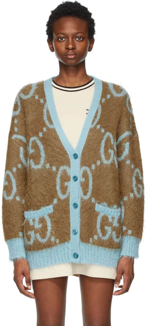 gucci blue cardigan|gucci reversible cardigan.